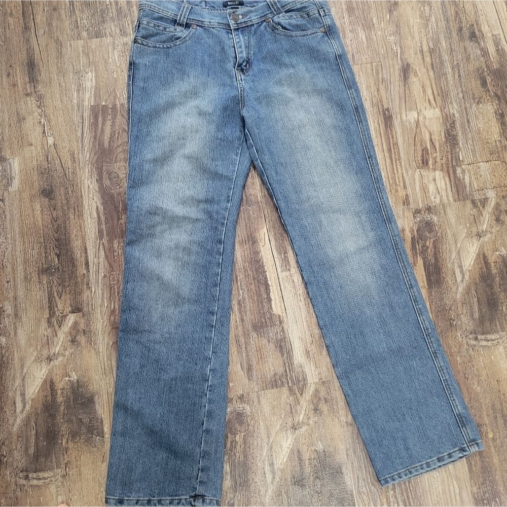 Bogari Straight Leg Blue Jeans Size 8 Mid Rise Classic Denim Excellent